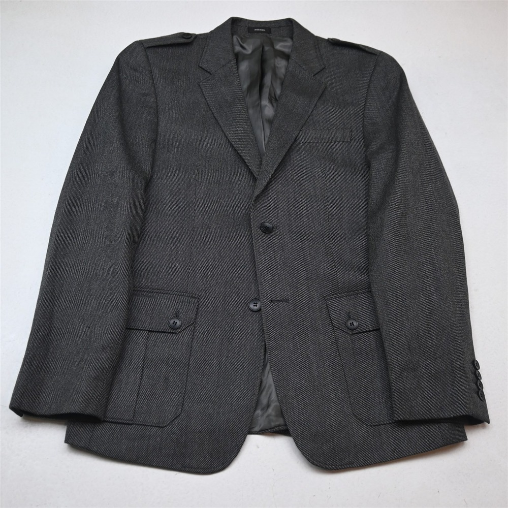 Murano 40R Gray 100% Wool Miltary Mens Blazer Suit Jacket Sport Coat